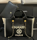 CC 25 Large Crochet Deauville Shopping Bag 34cm Black