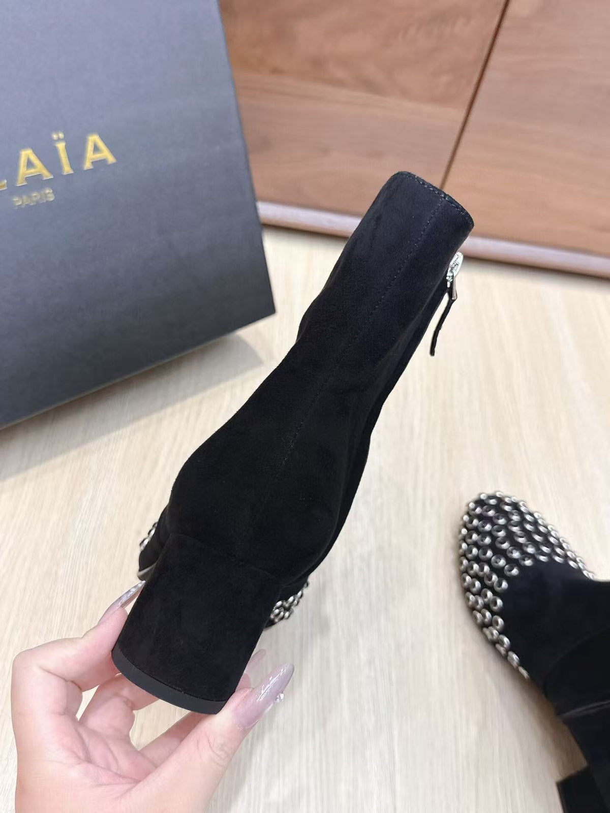 Alaïa Embellished Ankle Boots 60 Black Suede