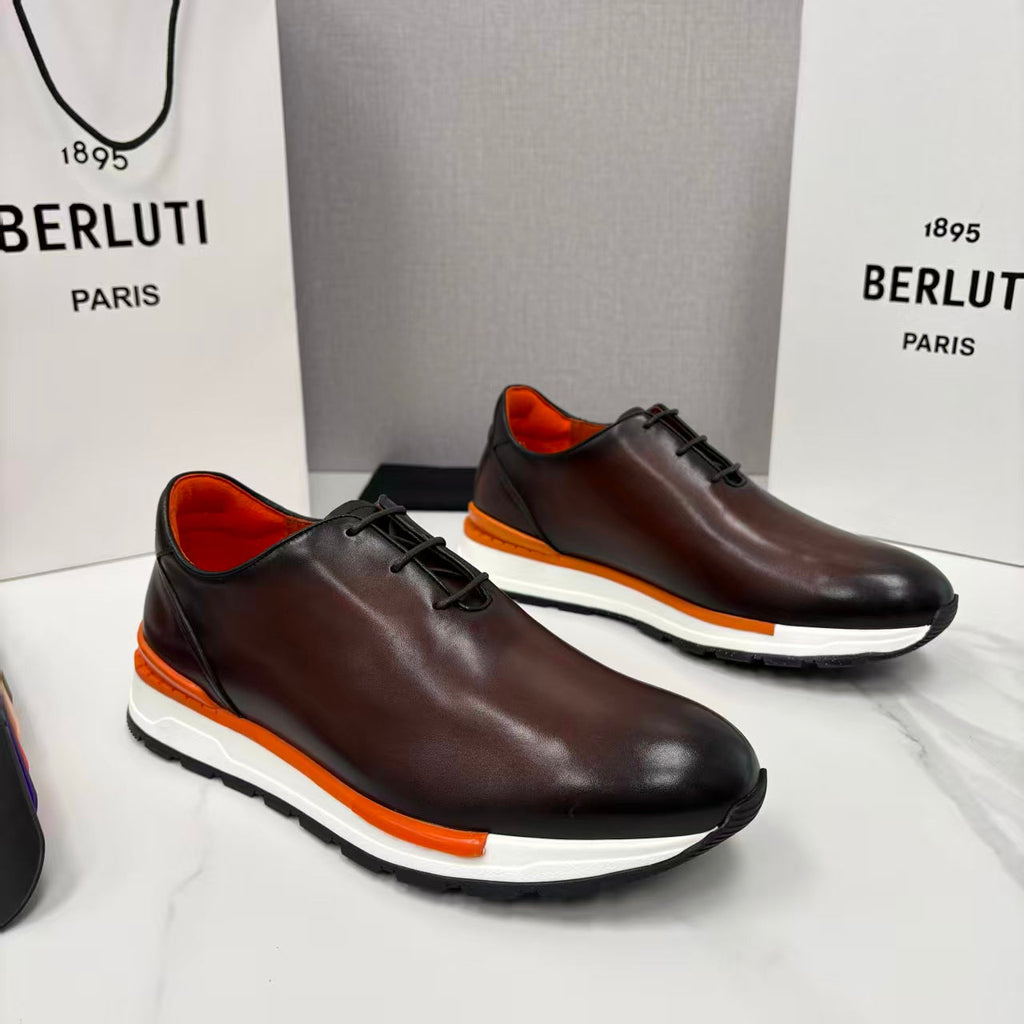 Berluti Alessandro Fast Track Oxford Sneakers Brown Leather