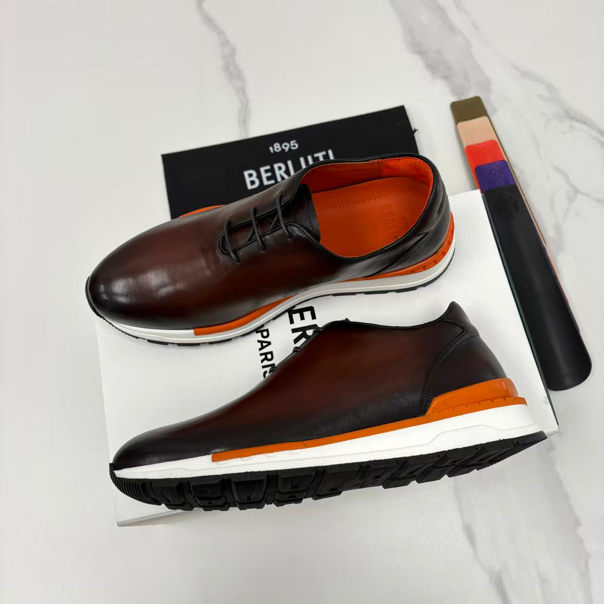 Berluti Alessandro Fast Track Oxford Sneakers Brown Leather