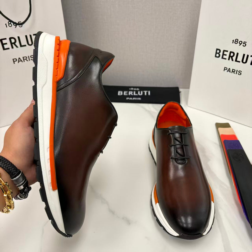 Berluti Alessandro Fast Track Oxford Sneakers Brown Leather