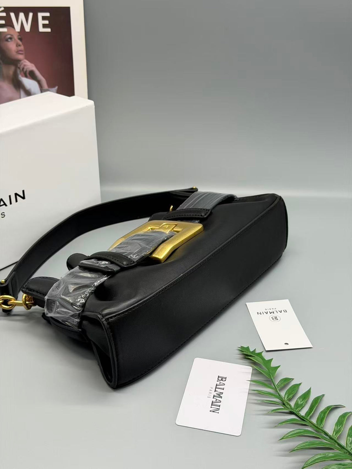 Balmain Mini Anthem Shoulder Bag Black calfskin