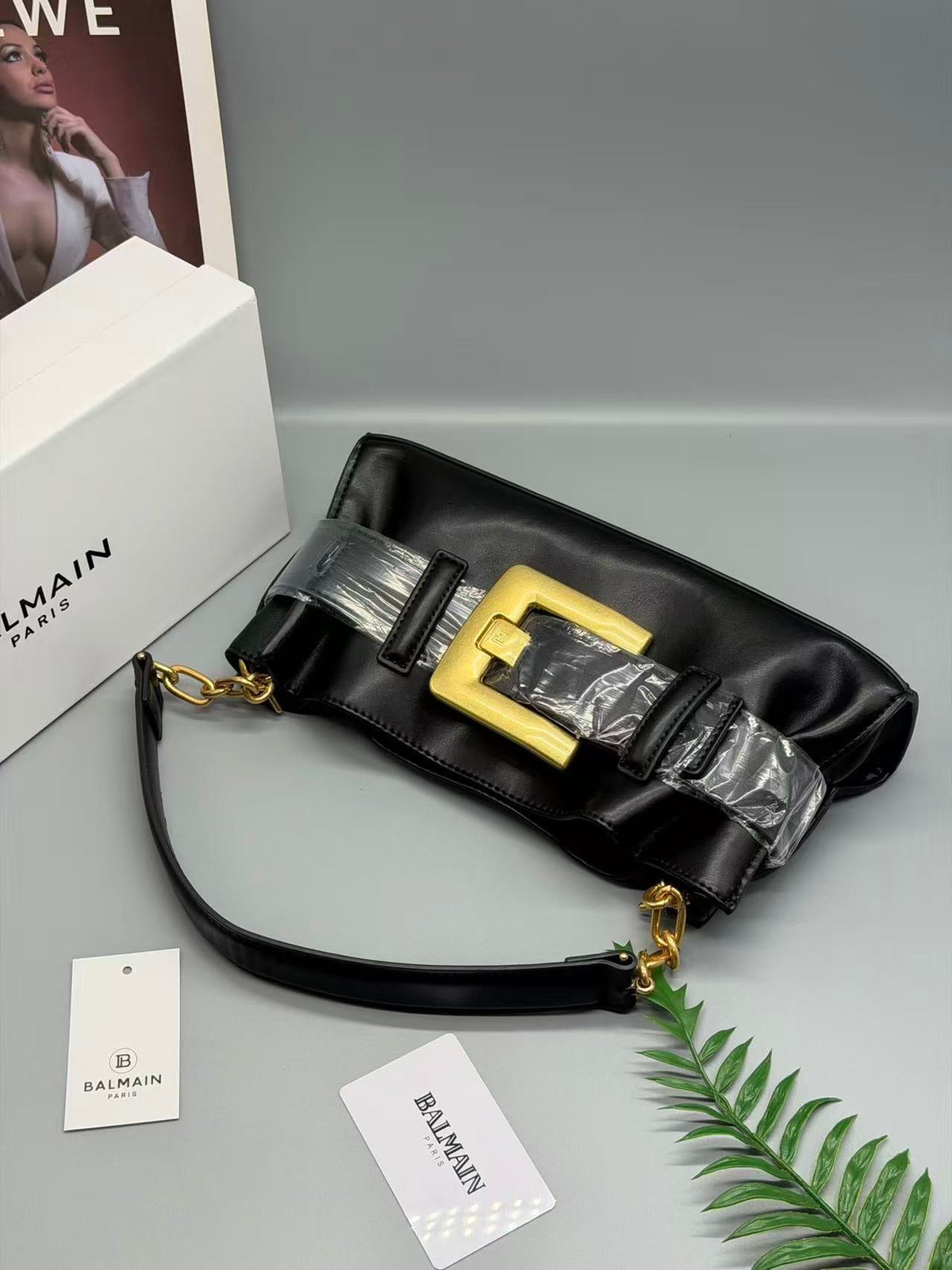 Balmain Mini Anthem Shoulder Bag Black calfskin