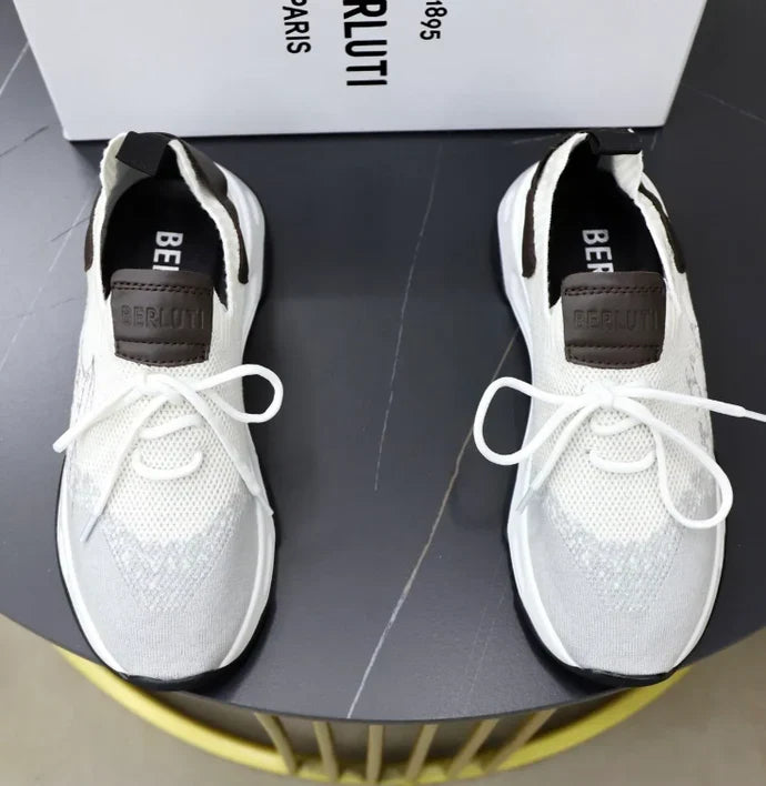 Berluti Shadow 2026 Sneaker White Grey Brown Fabric Leather
