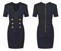 Balmain Knitted Mini Dress with Gold Buttons Ice Silk Fabric