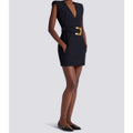 Balmain Sleeveless Mini Dress with Gold Buckle Belt Black Polyester