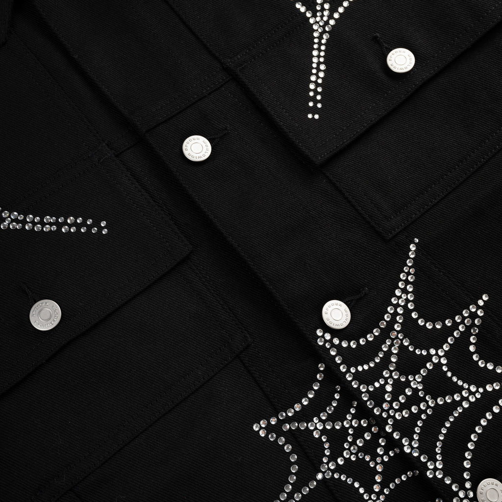 WEB DENIM CROPPED TRUCKER JACKET