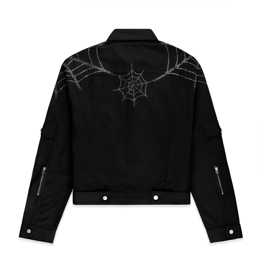WEB DENIM CROPPED TRUCKER JACKET
