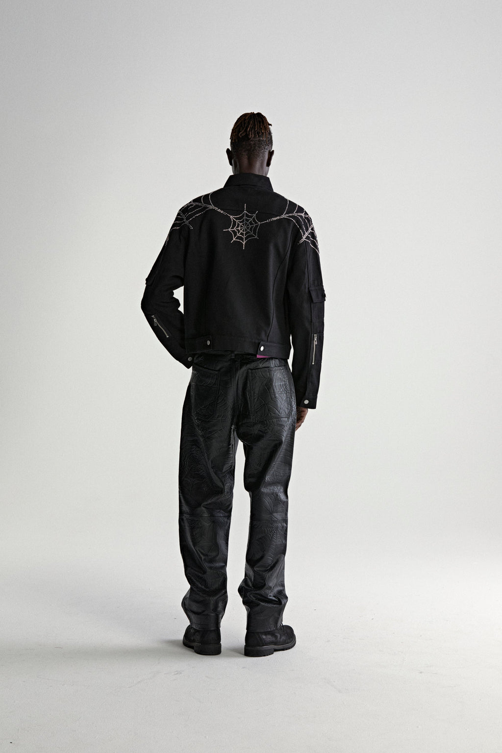 WEB DENIM CROPPED TRUCKER JACKET