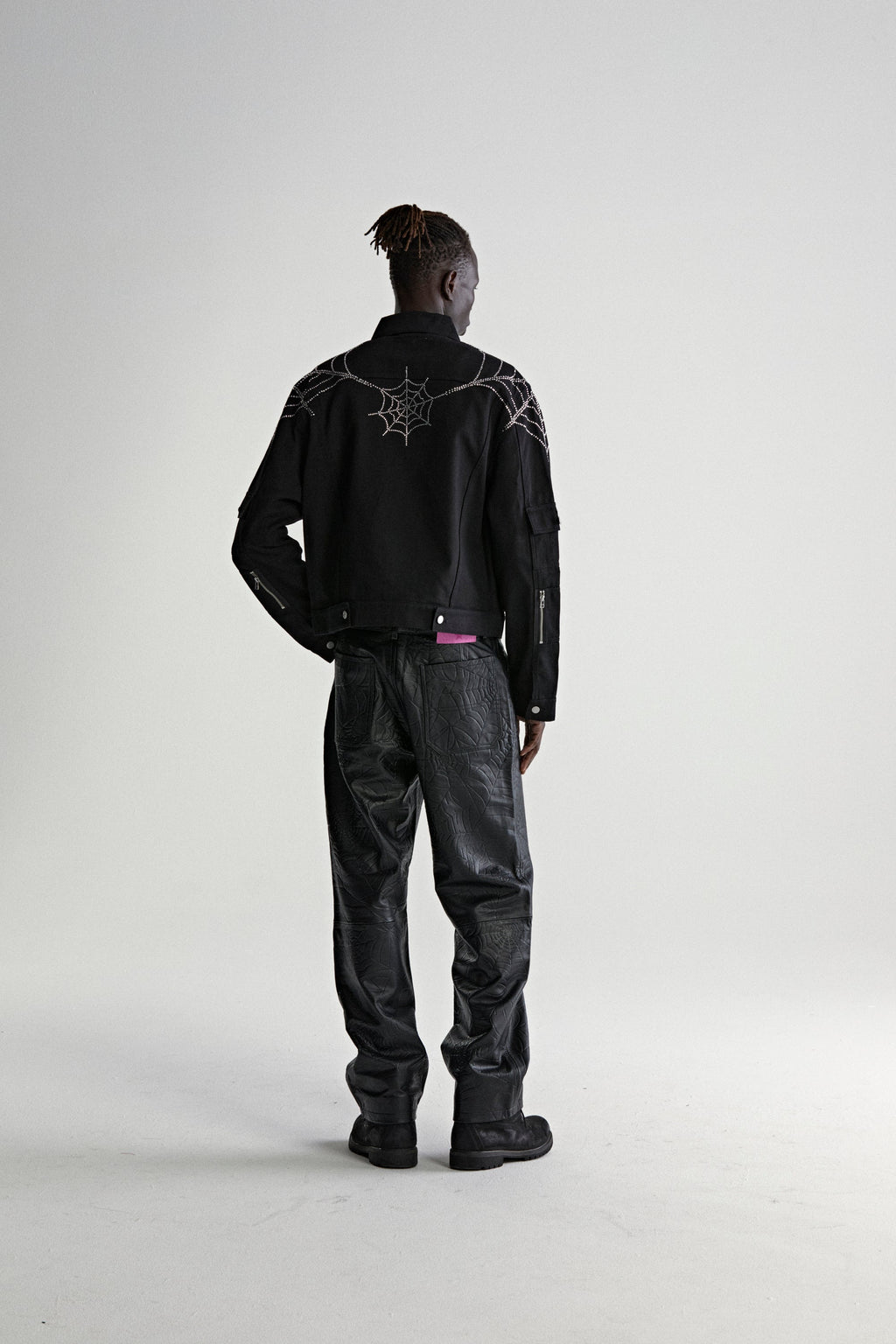WEB DENIM CROPPED TRUCKER JACKET