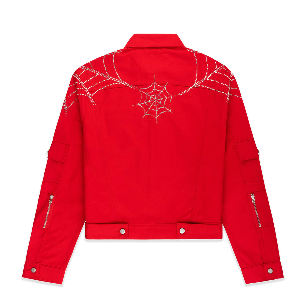 WEB DENIM CROPPED TRUCKER JACKET