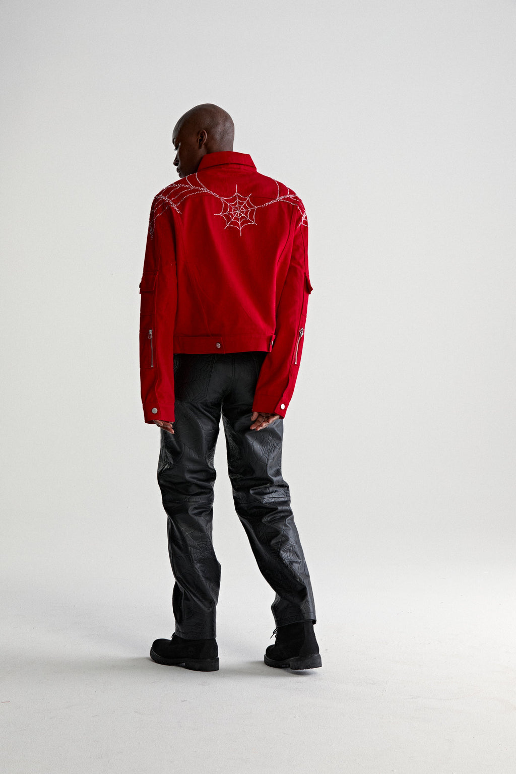 WEB DENIM CROPPED TRUCKER JACKET