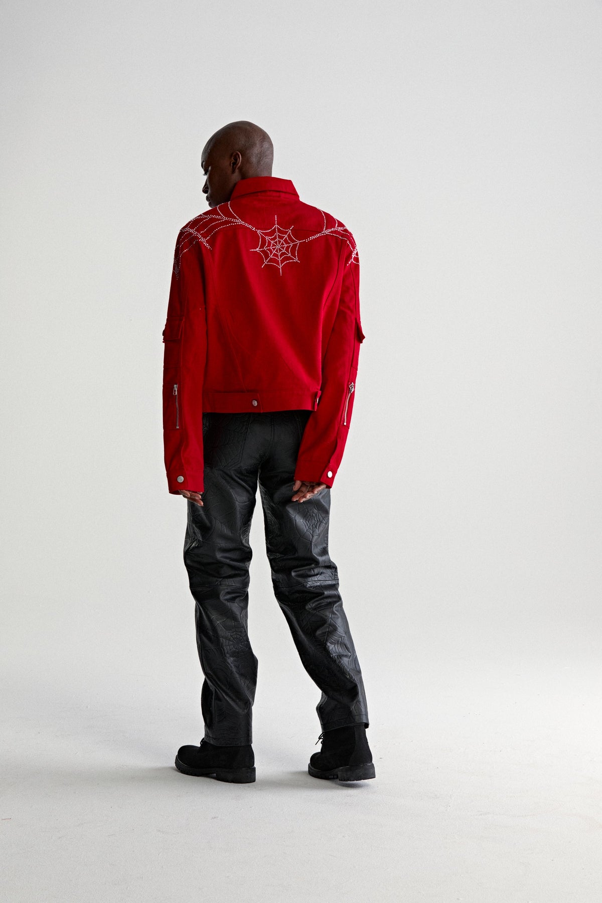 WEB DENIM CROPPED TRUCKER JACKET