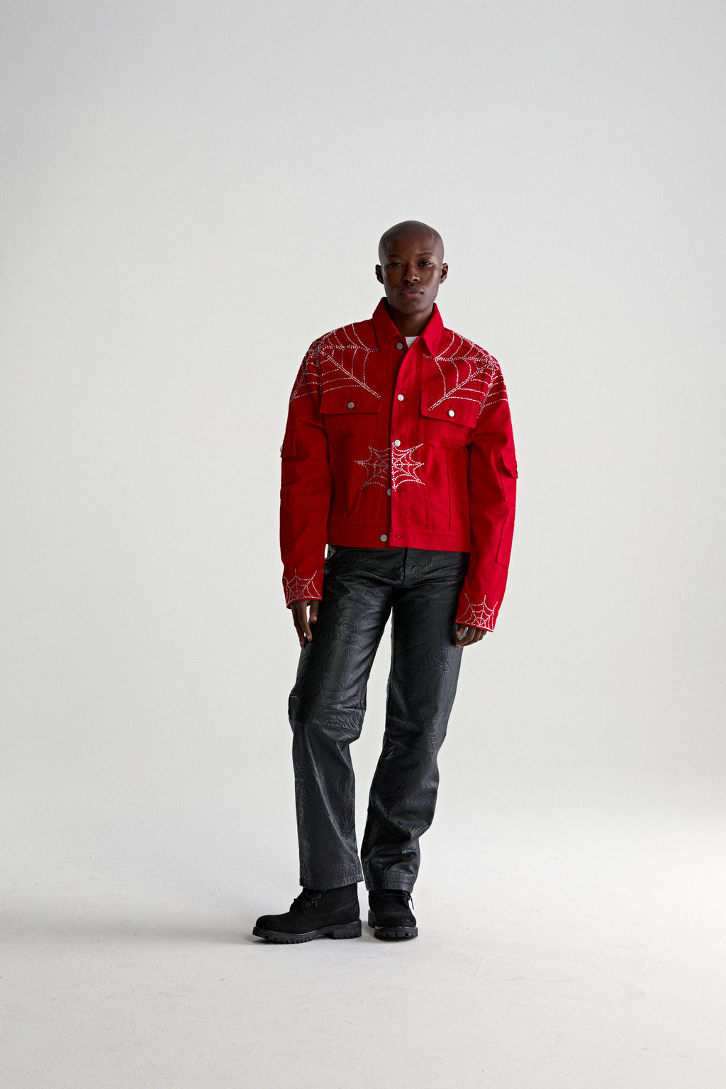 WEB DENIM CROPPED TRUCKER JACKET