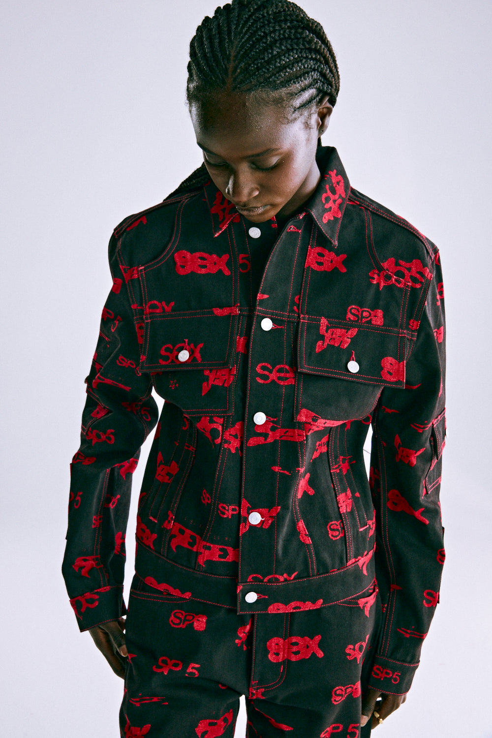 5EX AOP DENIM TRUCKER JACKET