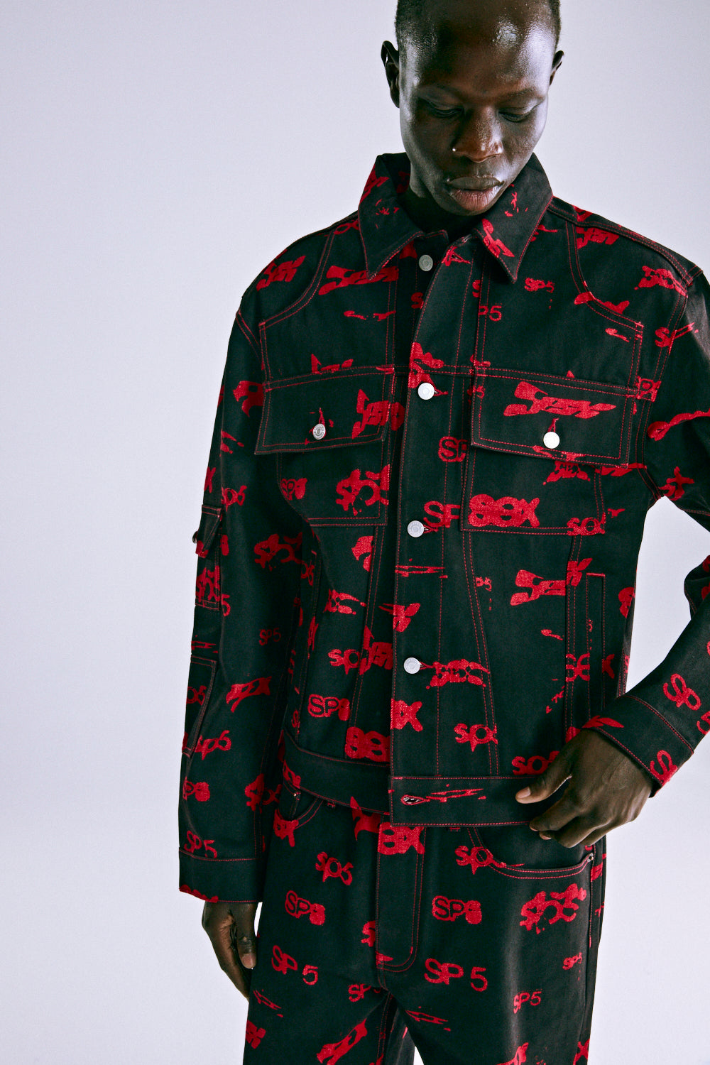 5EX AOP DENIM TRUCKER JACKET