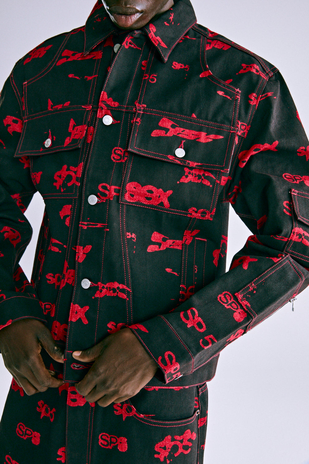 5EX AOP DENIM TRUCKER JACKET