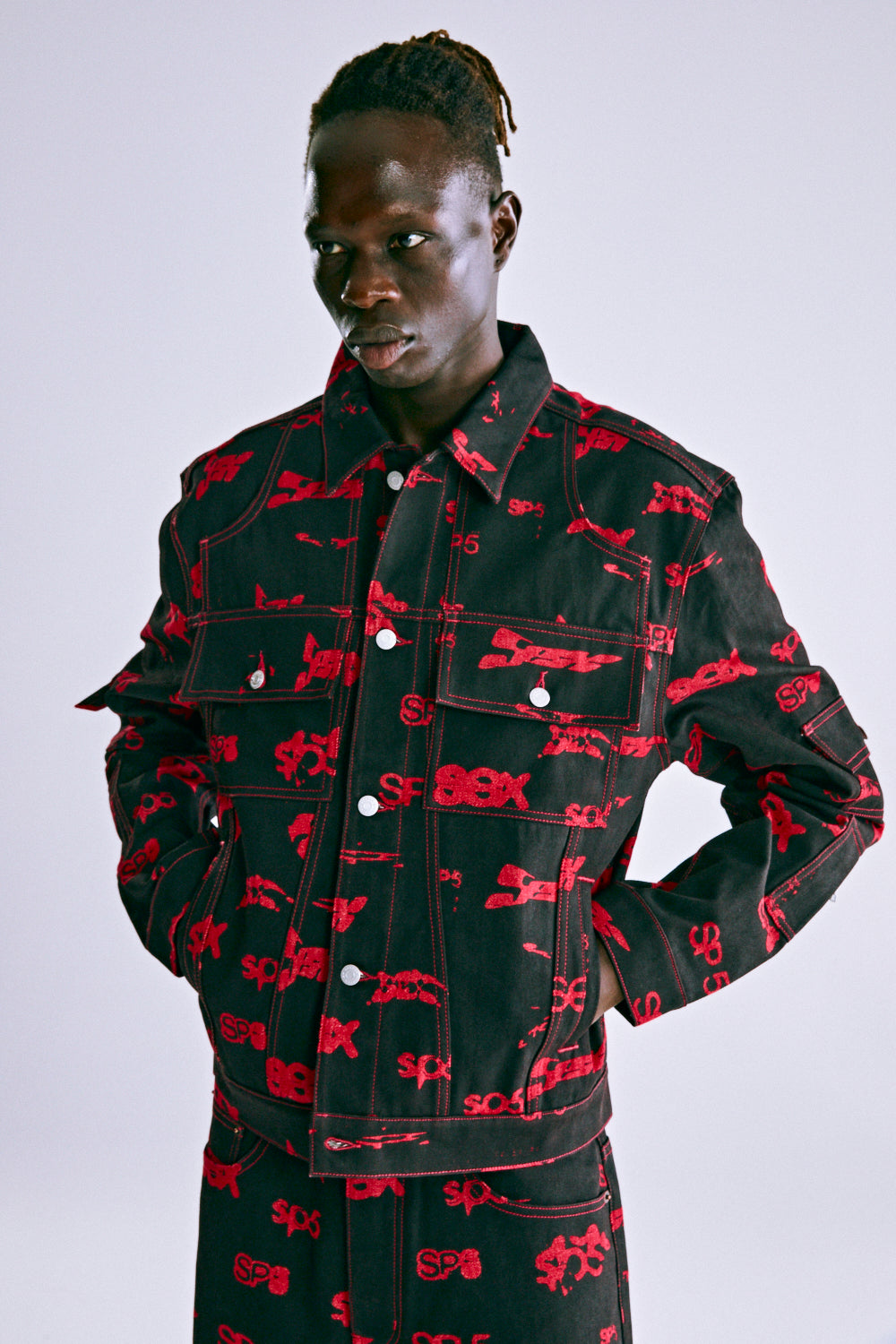 5EX AOP DENIM TRUCKER JACKET