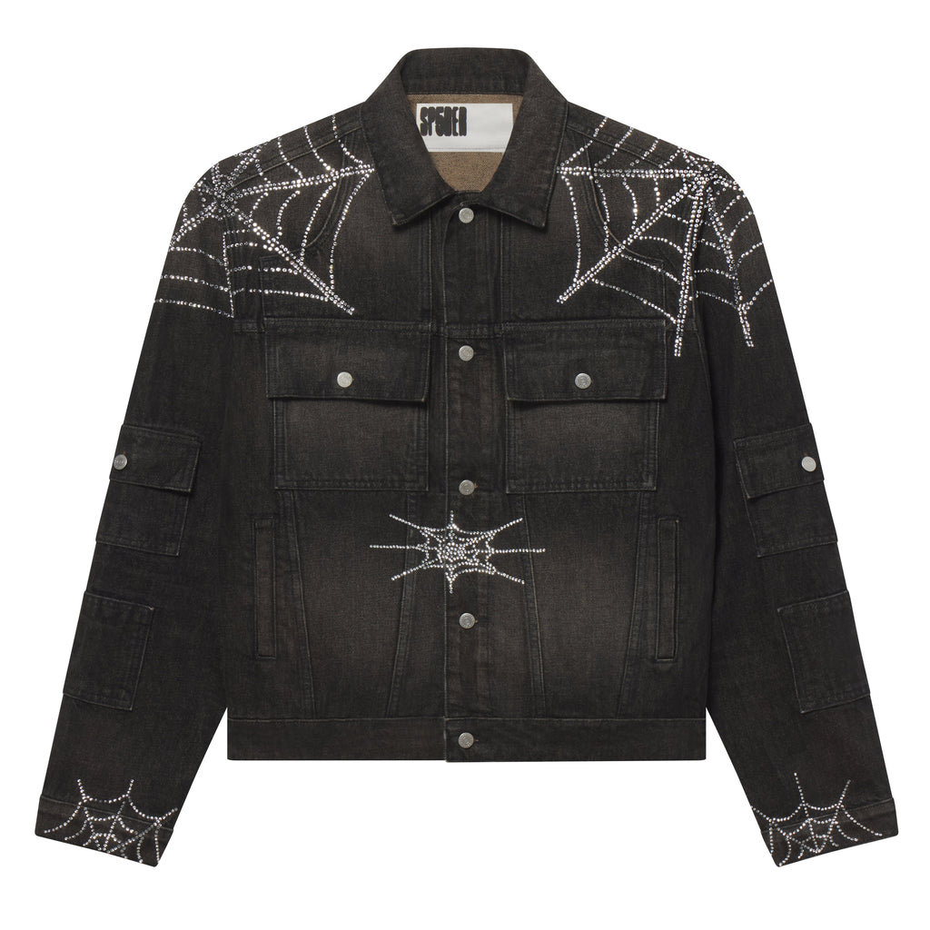 RHINESTONE WEB DENIM JACKET