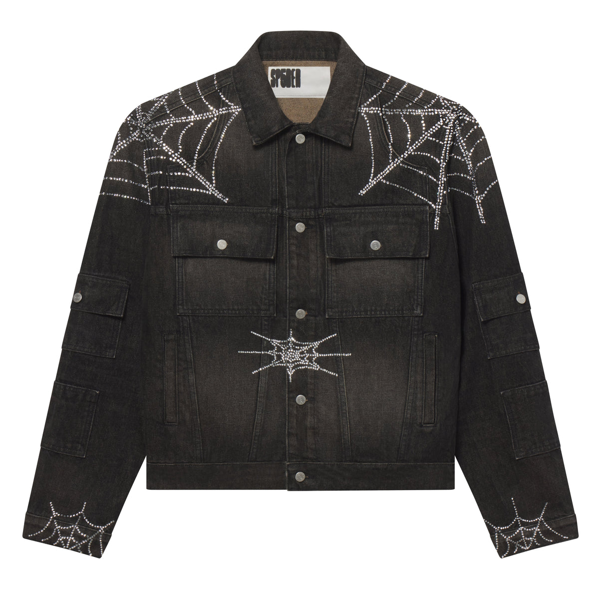 RHINESTONE WEB DENIM JACKET