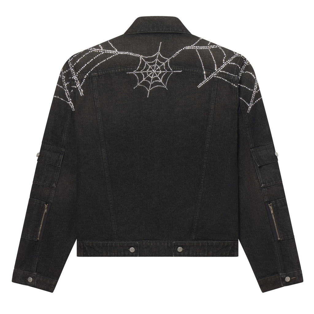 RHINESTONE WEB DENIM JACKET