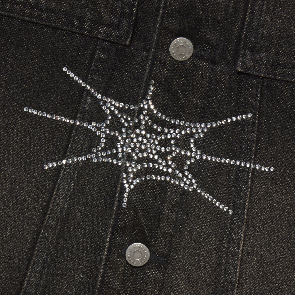 RHINESTONE WEB DENIM JACKET