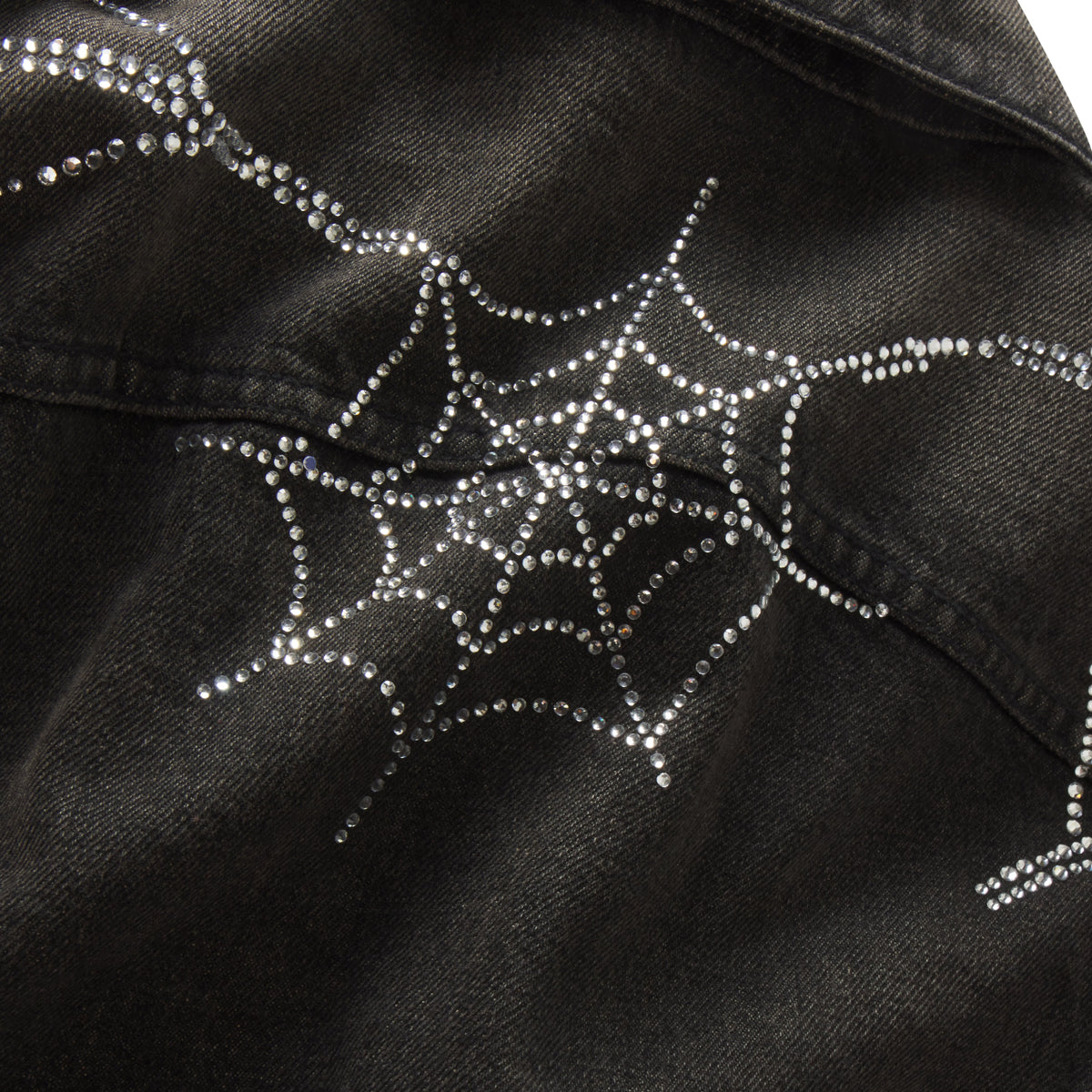 RHINESTONE WEB DENIM JACKET