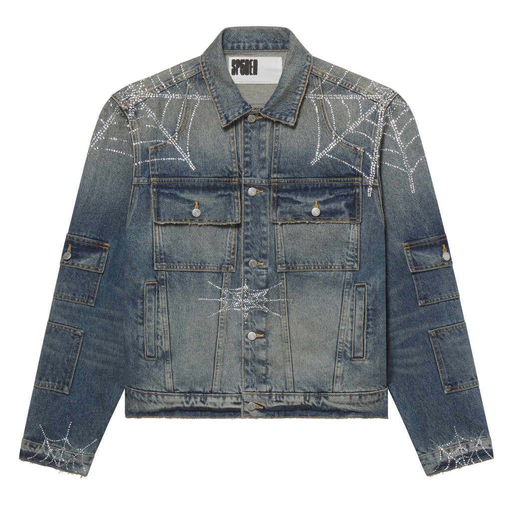 RHINESTONE WEB DENIM JACKET
