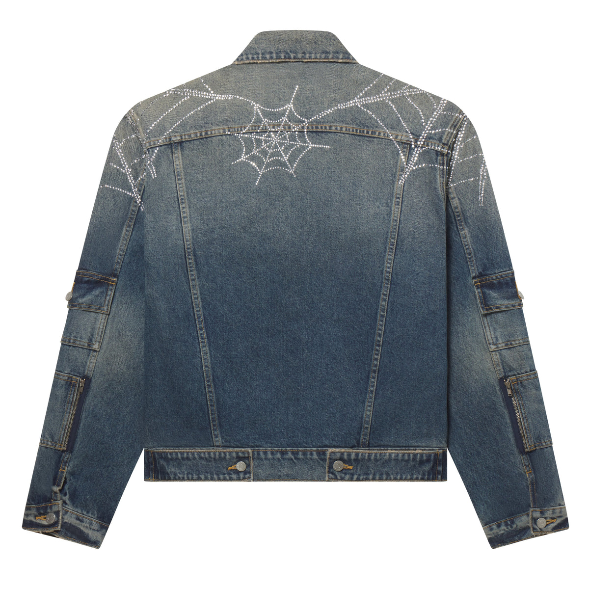 RHINESTONE WEB DENIM JACKET