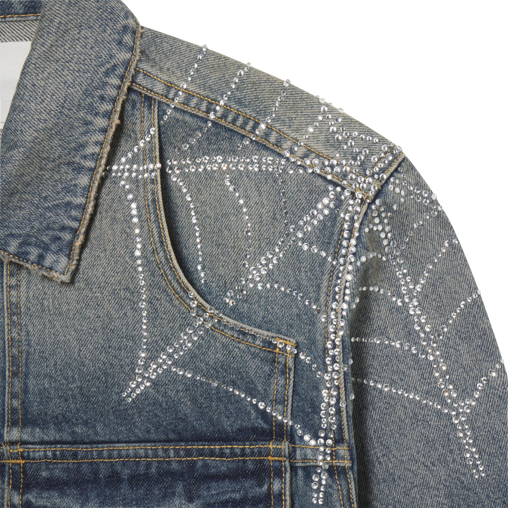 RHINESTONE WEB DENIM JACKET