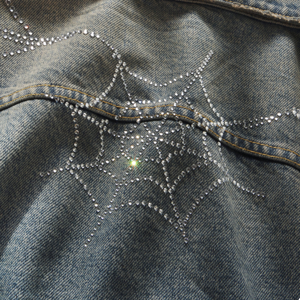 RHINESTONE WEB DENIM JACKET