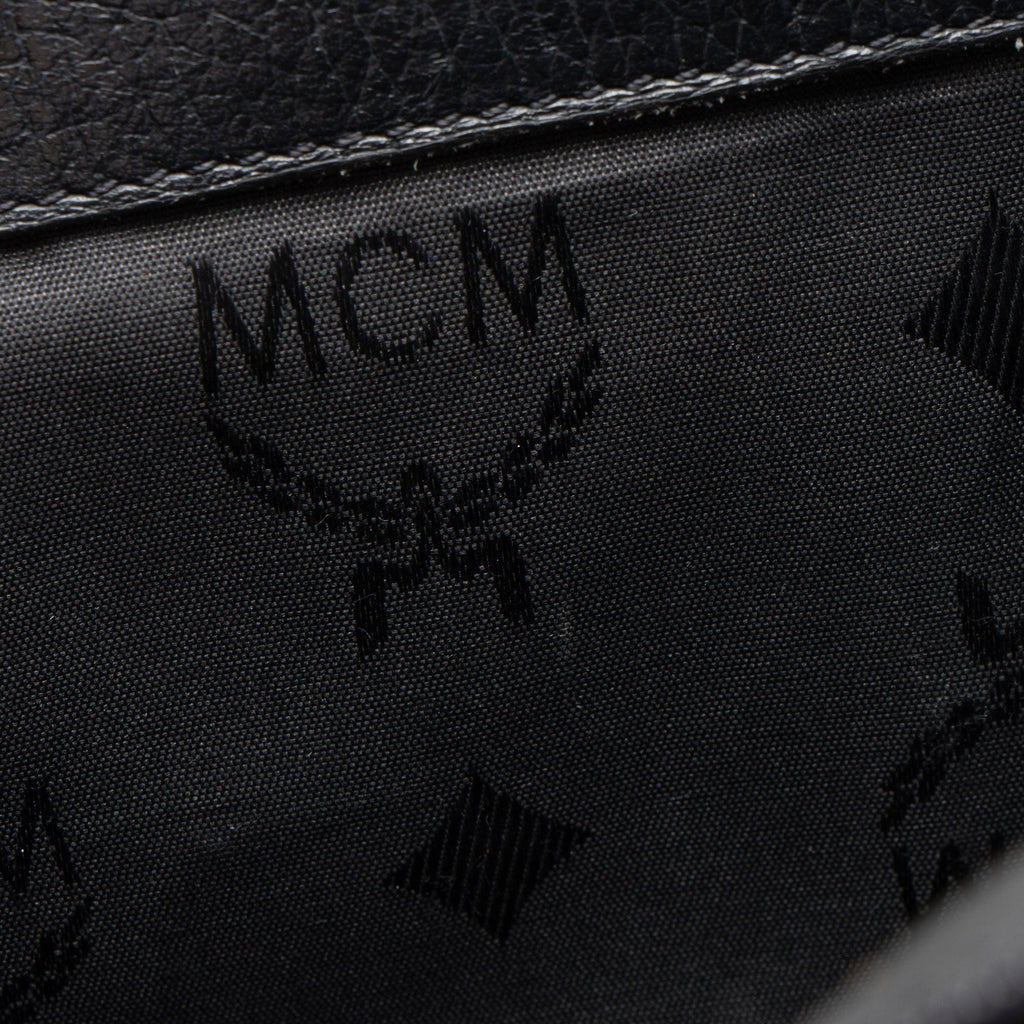 MCM Vintage Leather Logo Charms Drawstring Backpack
