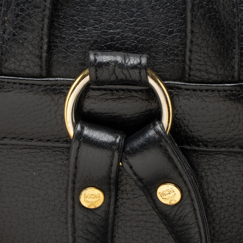 MCM Vintage Leather Logo Charms Drawstring Backpack