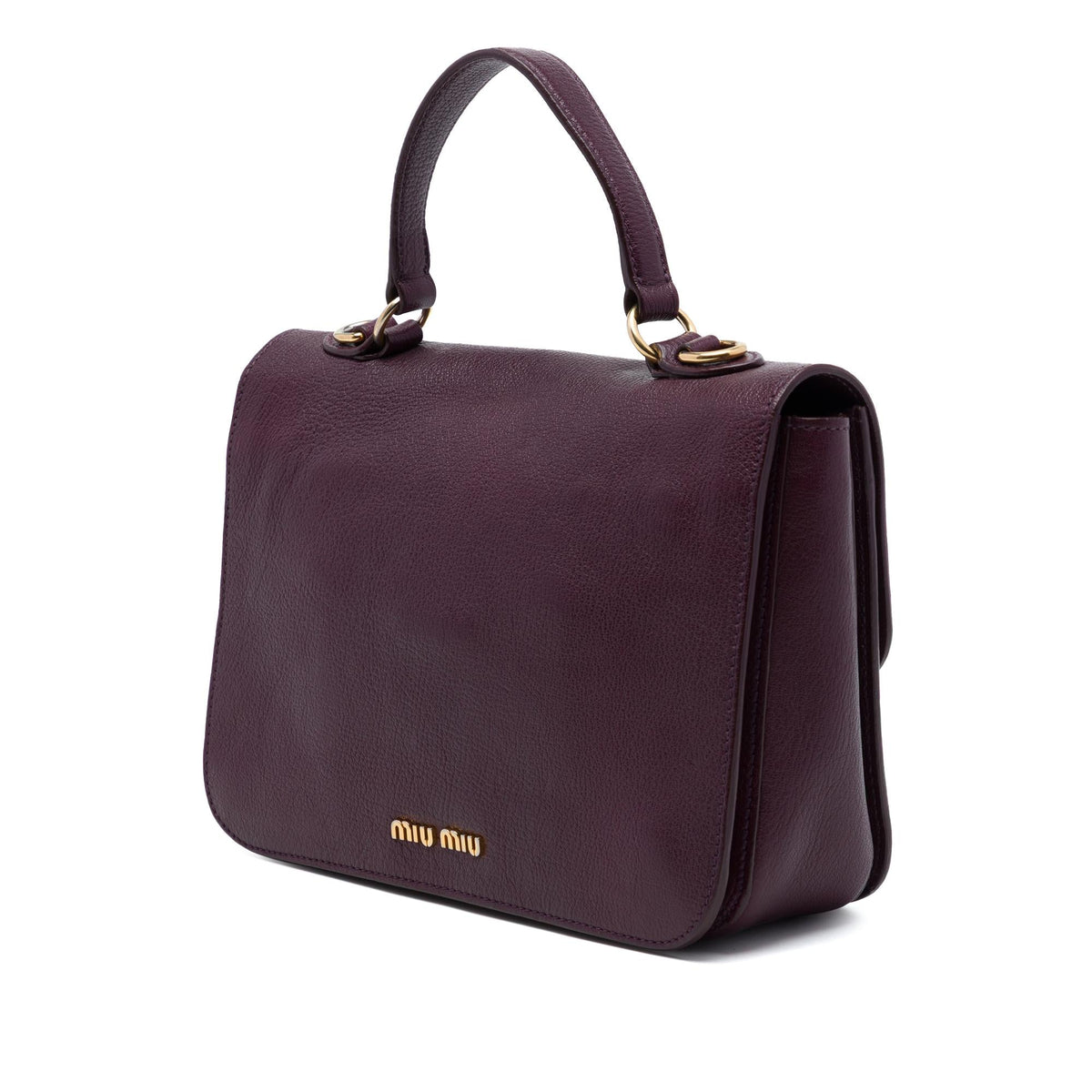 Miu Miu Goatskin Madras Push Lock Top Handle Satchel