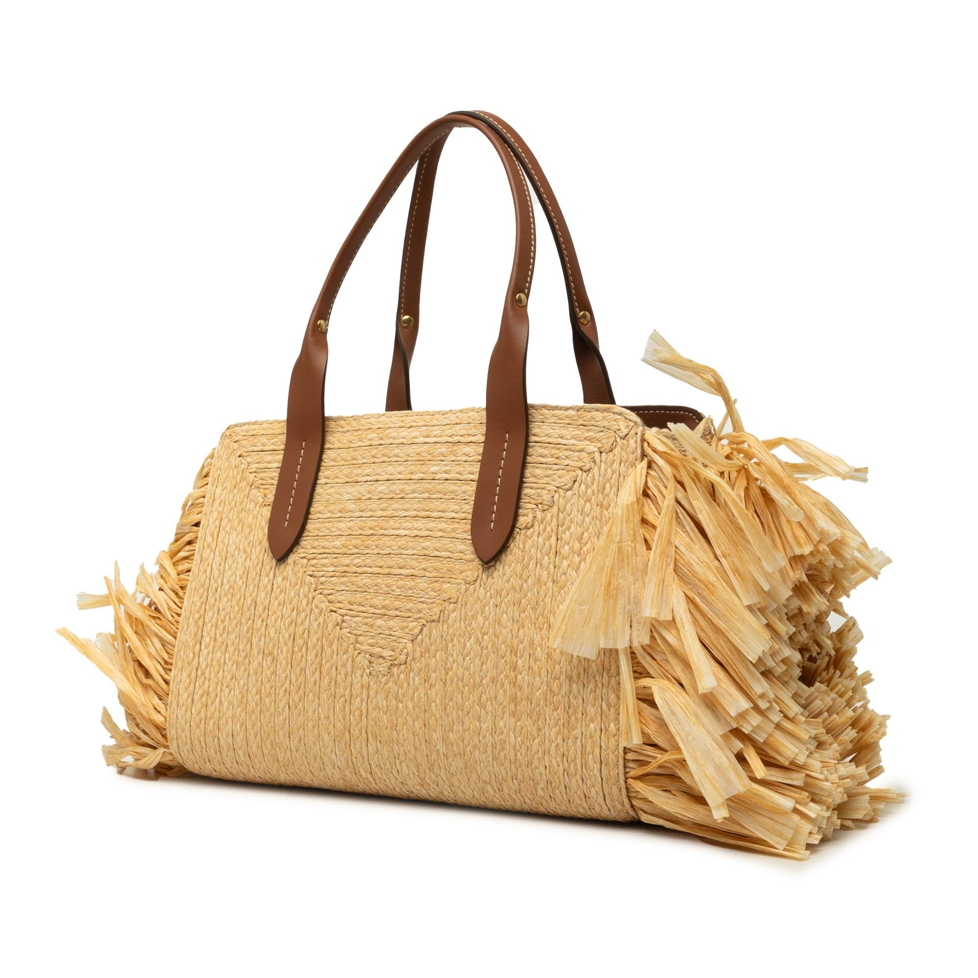 Miu Miu Raffia Straw Fringe Satchel