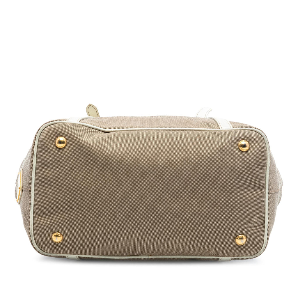 Prada Canvas Canapa Logo Bow Satchel
