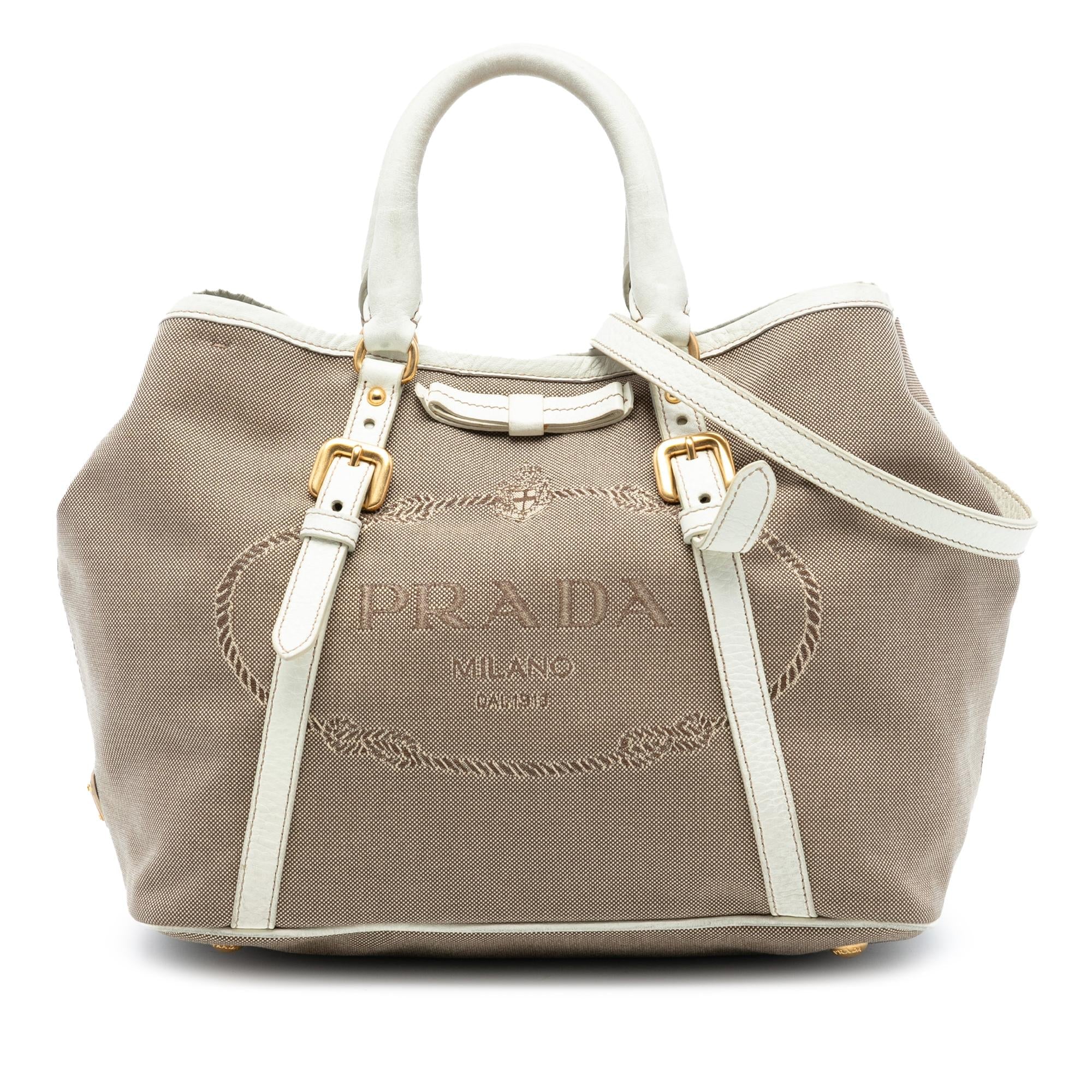 Prada Canvas Canapa Logo Bow Satchel