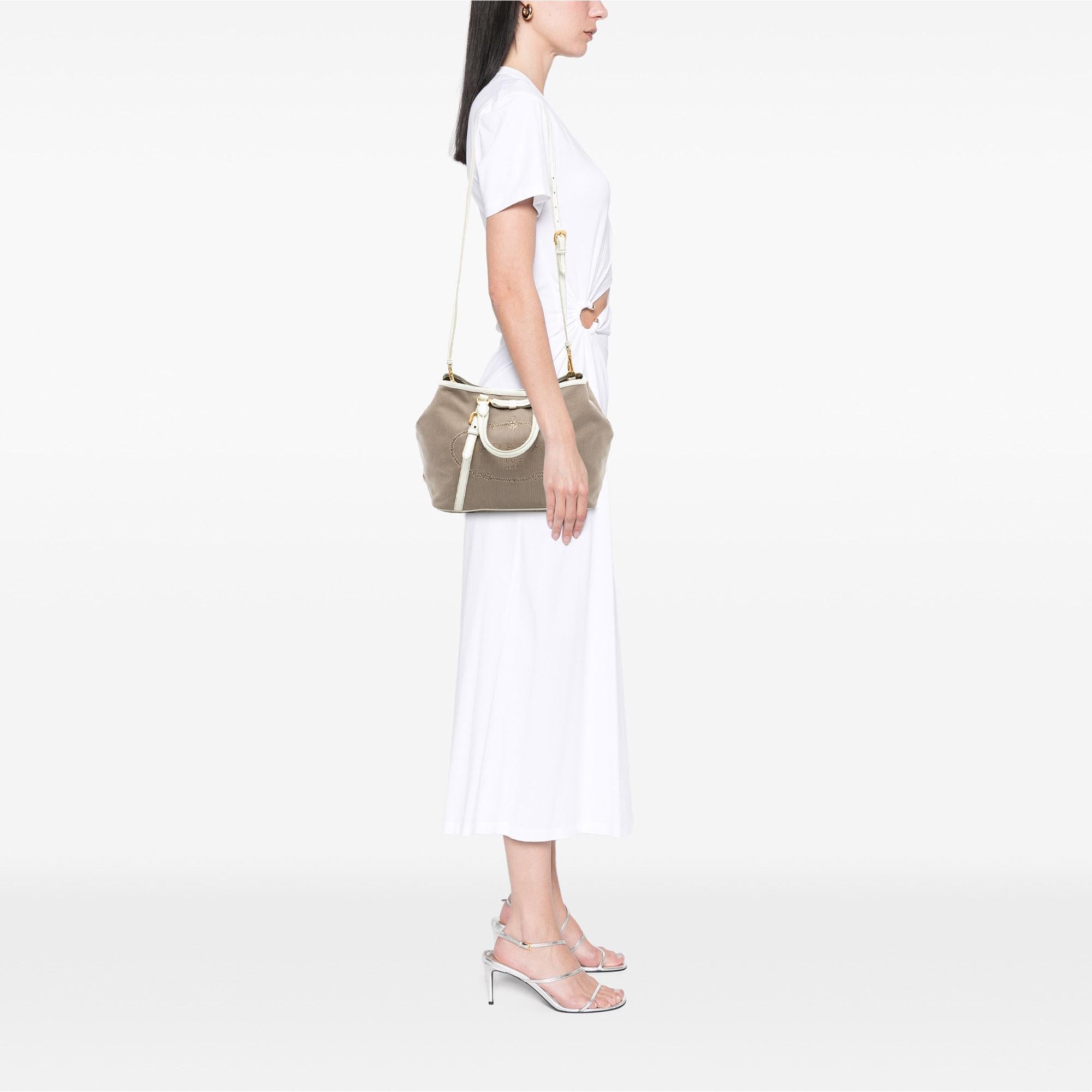 Prada Canvas Canapa Logo Bow Satchel