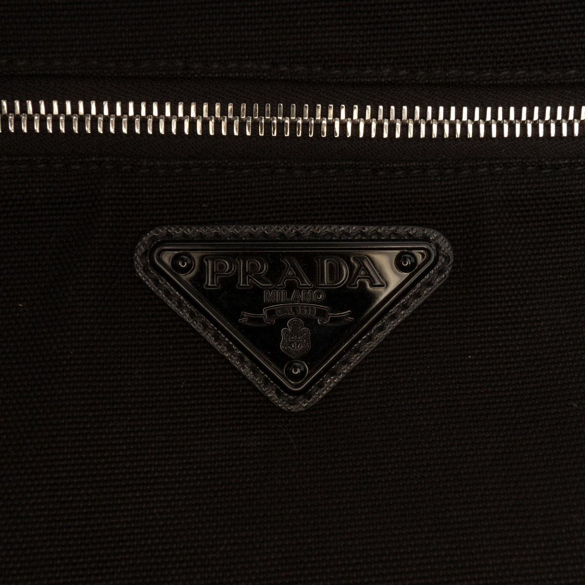 Prada Canvas Canapa Triangle Logo Shoulder Bag