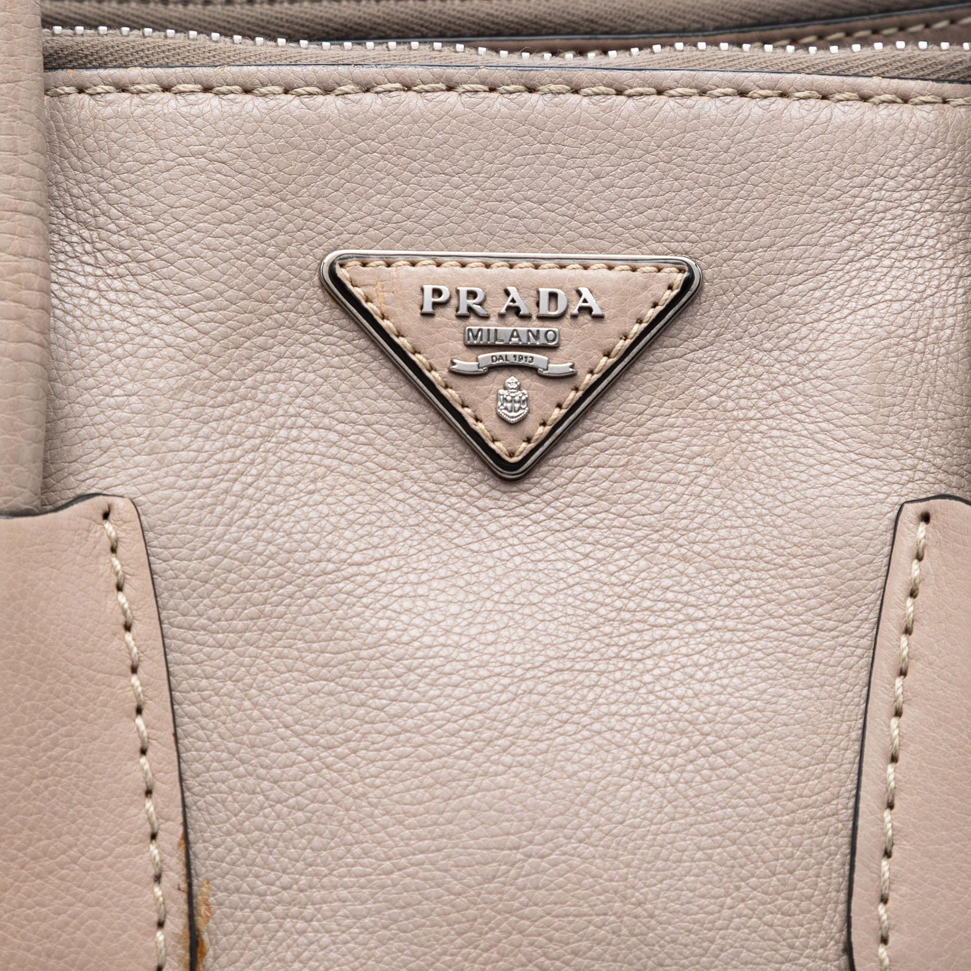 Prada Glace Calf Twin Pocket Double Handle Satchel