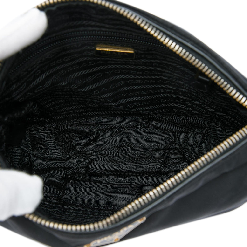 Prada Leather Trimmed Tessuto Zip Top Crossbody