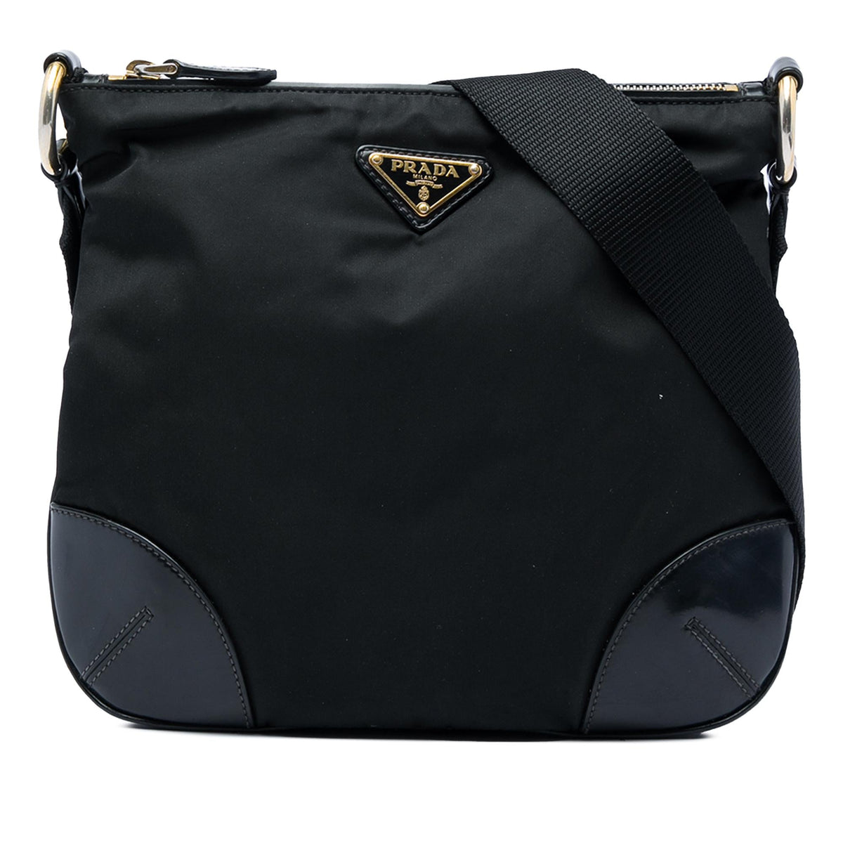 Prada Leather Trimmed Tessuto Zip Top Crossbody