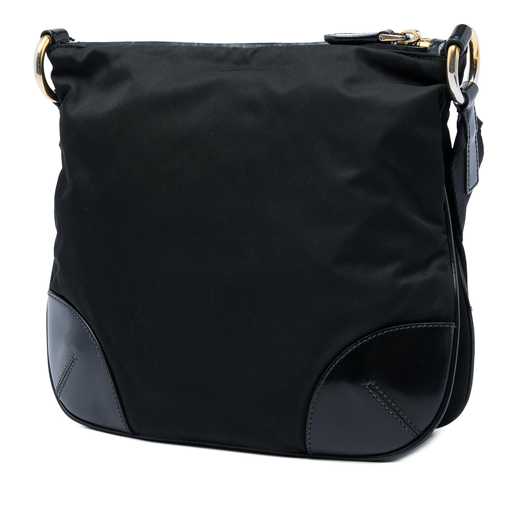 Prada Leather Trimmed Tessuto Zip Top Crossbody