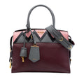 Prada Medium Saffiano Trimmed City Calf Greca Esplanade Satchel