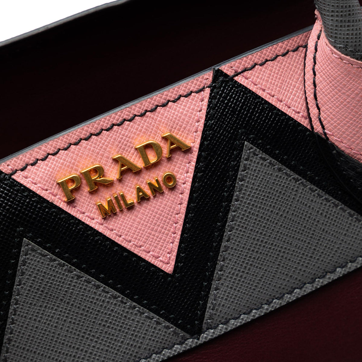 Prada Medium Saffiano Trimmed City Calf Greca Esplanade Satchel