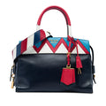 Prada Medium Saffiano Trimmed City Calf Greca Esplanade Satchel