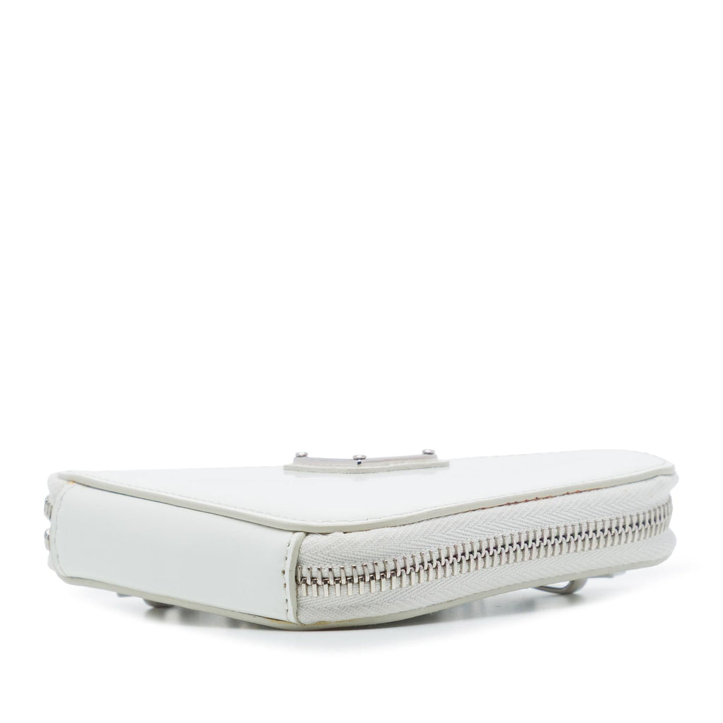 Prada Mini Brushed Leather Triangle Chain Pouch