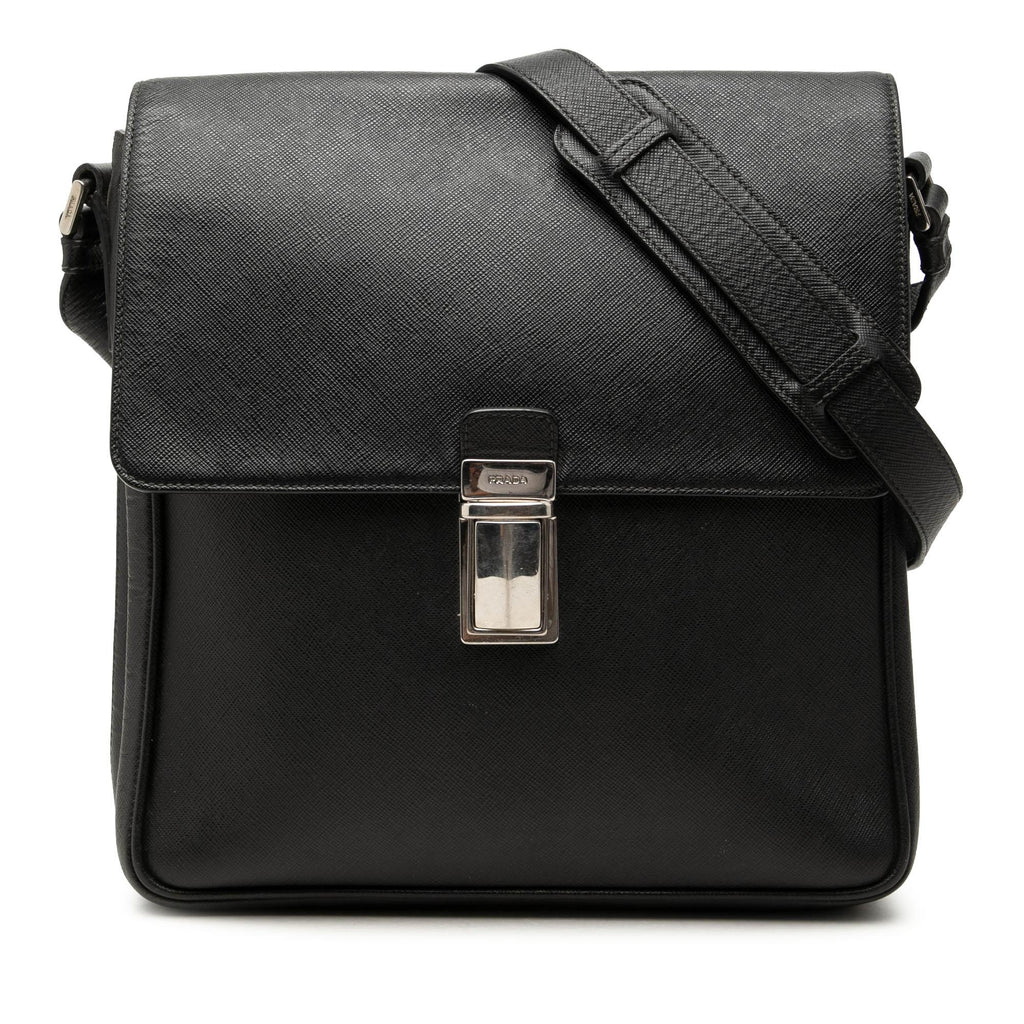 Prada Saffiano Buckle Messenger Bag