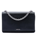 Prada Saffiano Lux and Tessuto Chain Crossbody