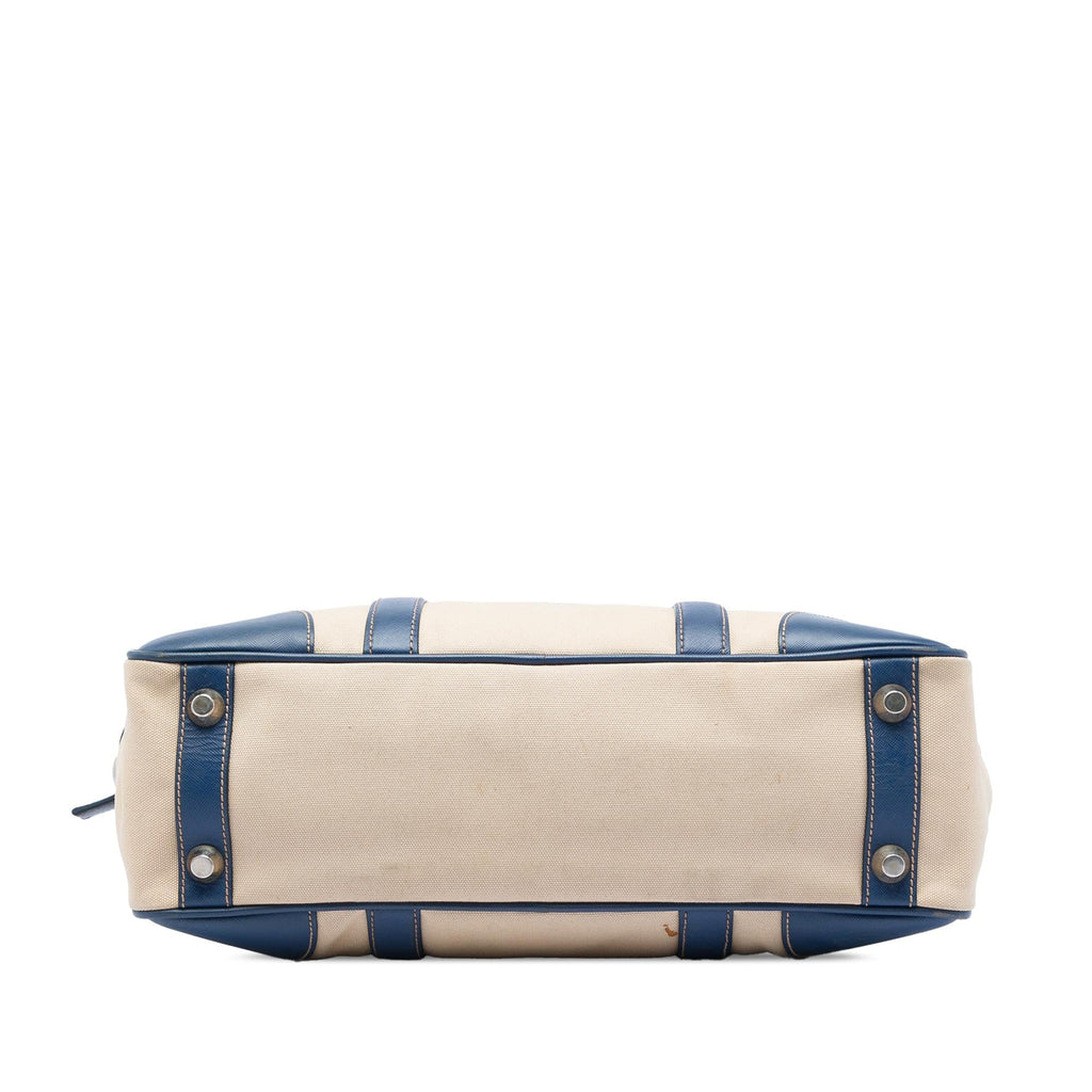 Prada Saffiano Trimmed Canvas Briefcase